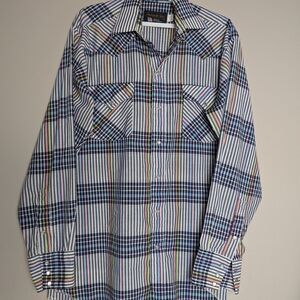 Vintage Panhandle Slim Men’s Pearl Snap Western Shirt, Striped, Size 16-34